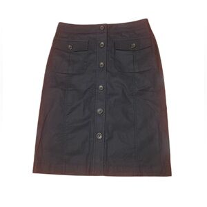 Banana Republic Button Midi Black Modern Minimalist Classic Chic Skirt Sz 6